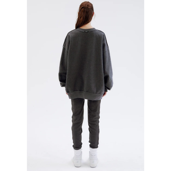 NWT The BAR Varsity Inside Out Sweatshirt Grey White Reversible Size XL - Picture 3 of 7